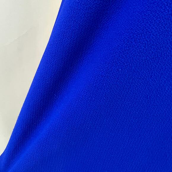 Moa Moa MEDIUM Blue Split V Neck Rolled Cuff Short Sleeve High Low Blouse Top - Picture 5 of 7